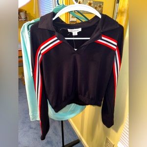 Large SWS Active Black & Red Striped Longsleeve Top - *NEVER WORN/TAGS ATTACHED*